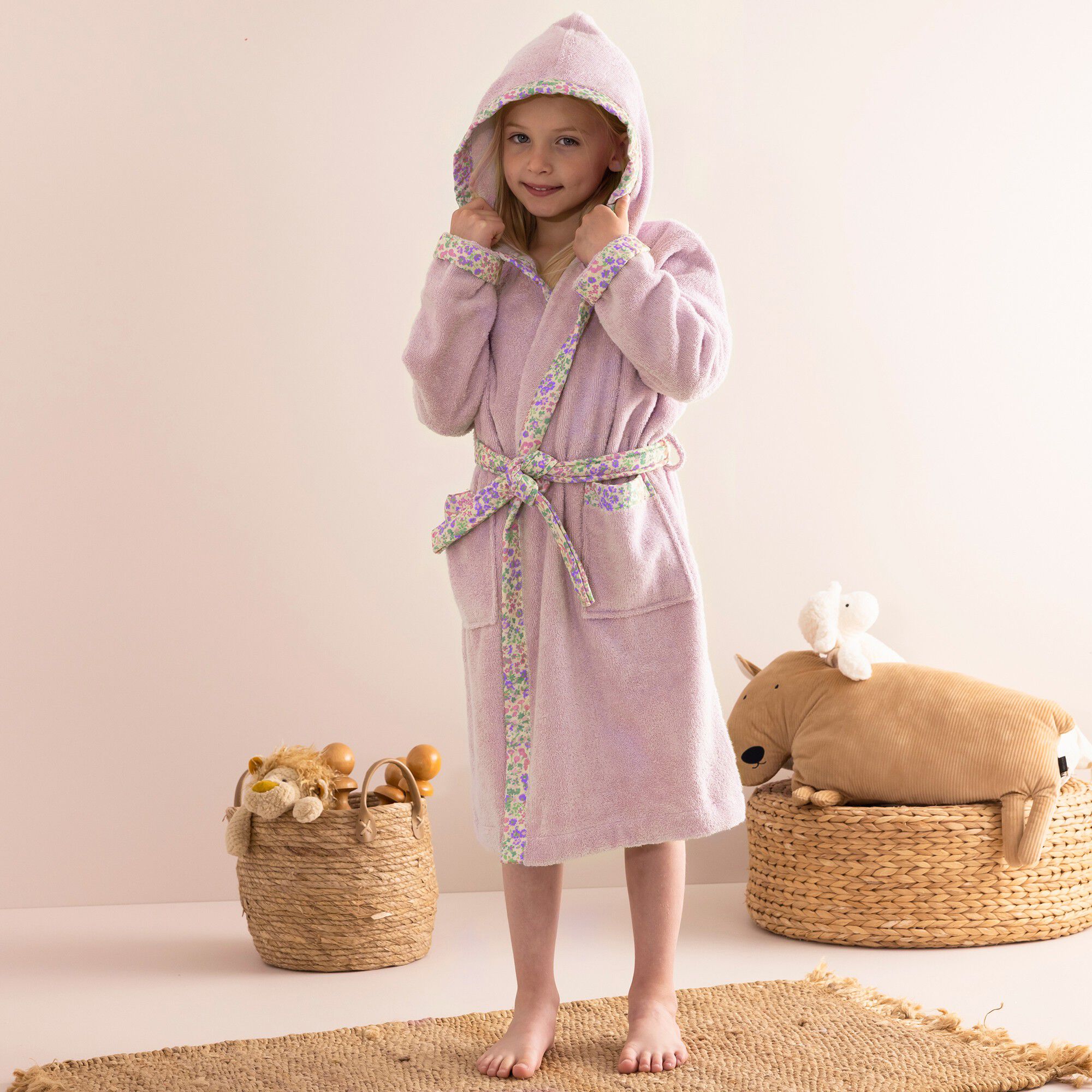 Peignoir de bain enfant à capuche éponge coton