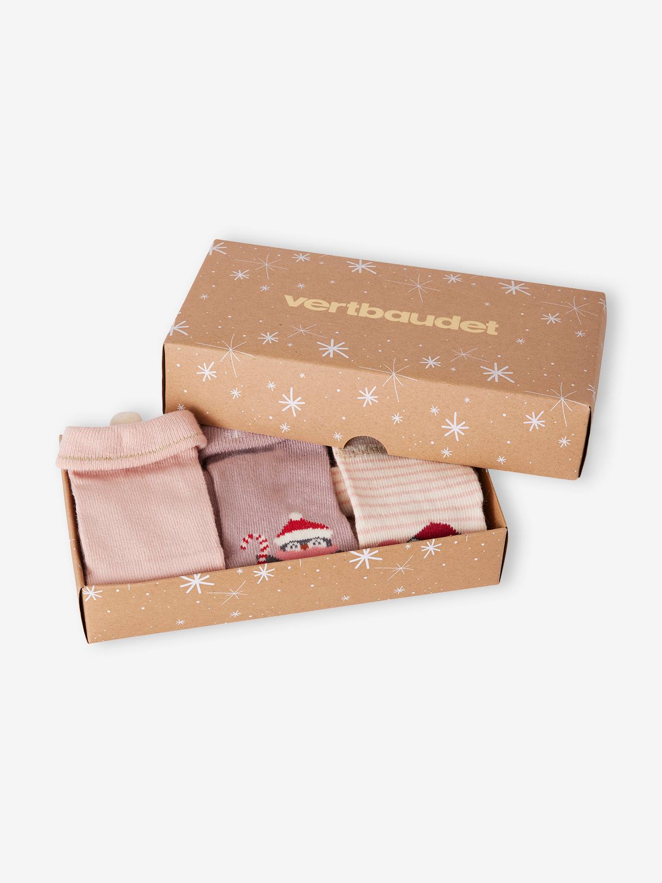 Vertbaudet Mädchen Baby Weihnachts-Geschenkset Socken Oeko-Tex - altrosa