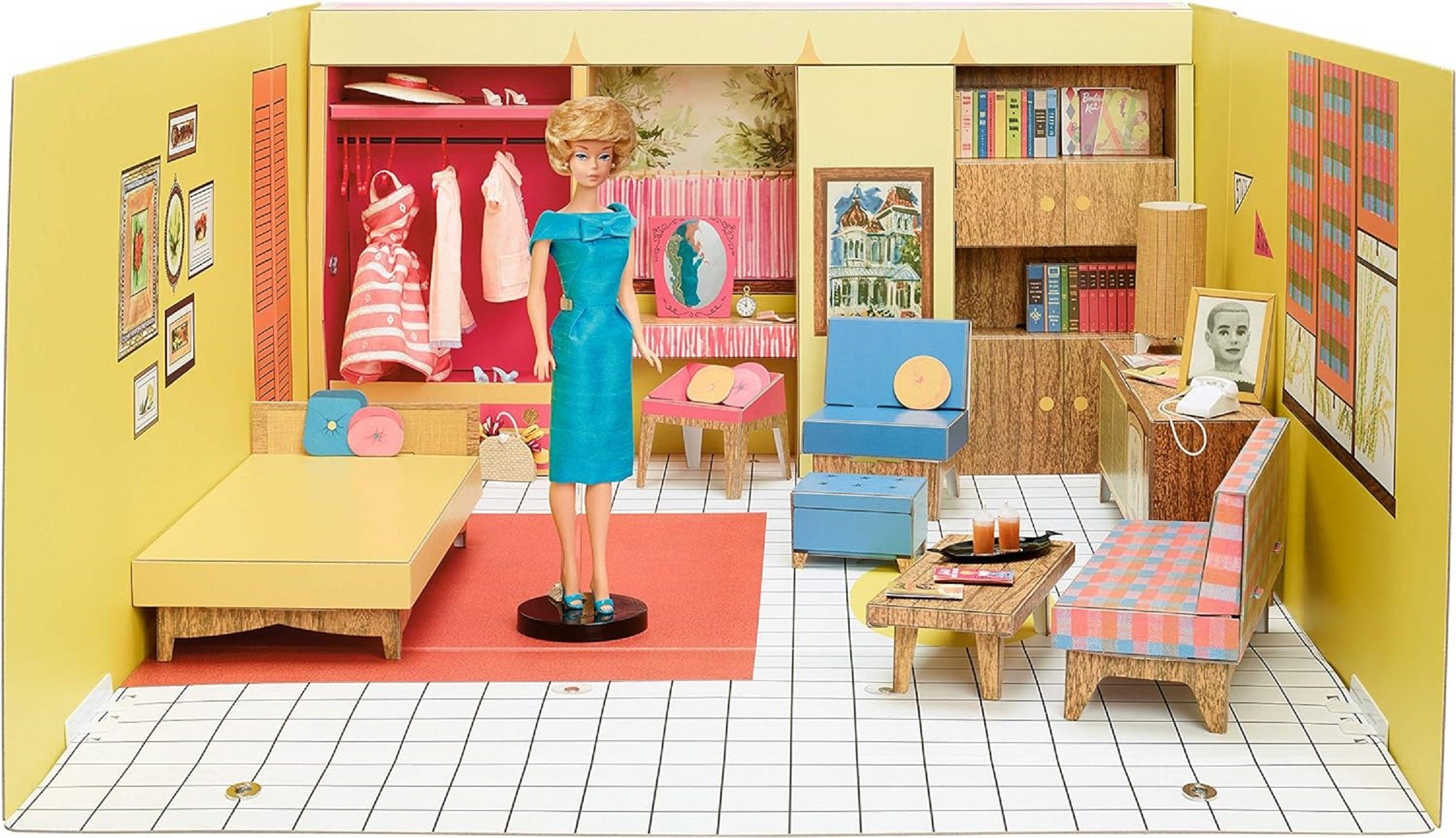 Barbie Puppenhaus Barbie Signature 75th Anniversary Retro Traumvilla, (Barbiehaus, Groß, 52-tlg., Dollhouse, Dreamhouse), Puppenhaus, Barbie, Puppenstube, Puppenvilla, ab 3 Jahren
