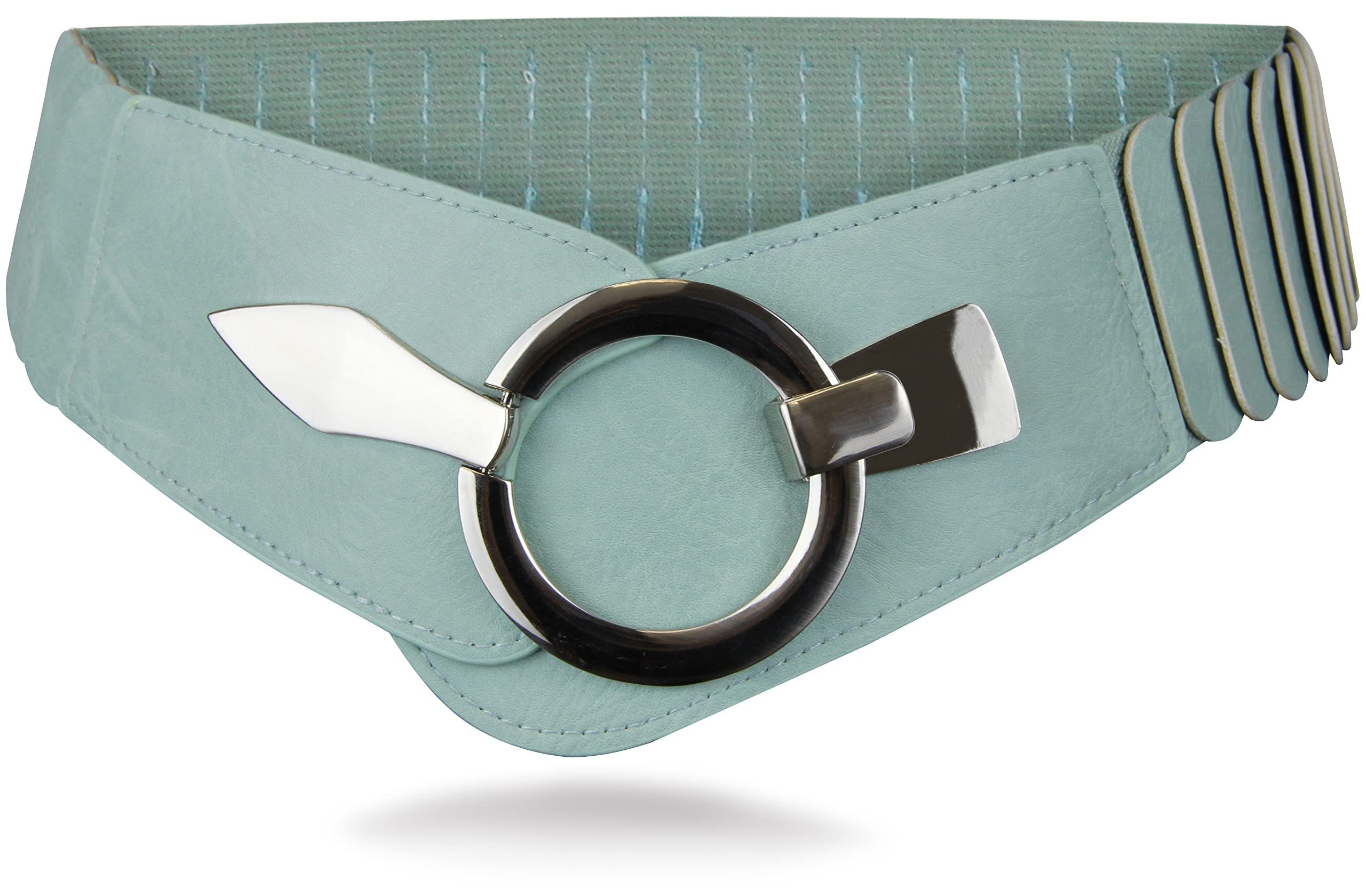 Vanessa & Melissa Taillengürtel Damen 6cm breit (bequemer Stretchgürtel) elastischer Gürtel mit silberner Ring-Schließe