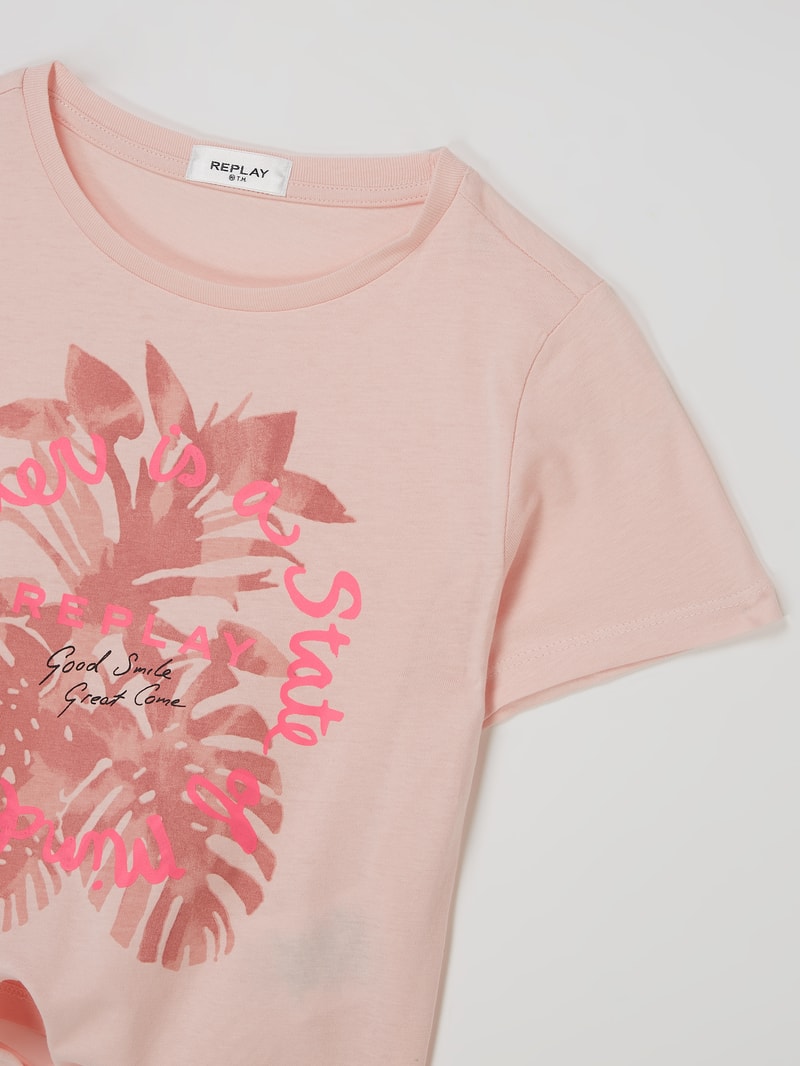 Cropped T-Shirt aus Baumwolle in rosa