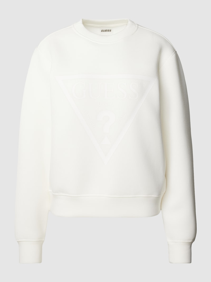 Sweatshirt mit Label-Print Modell 'ELLY' in ecru
