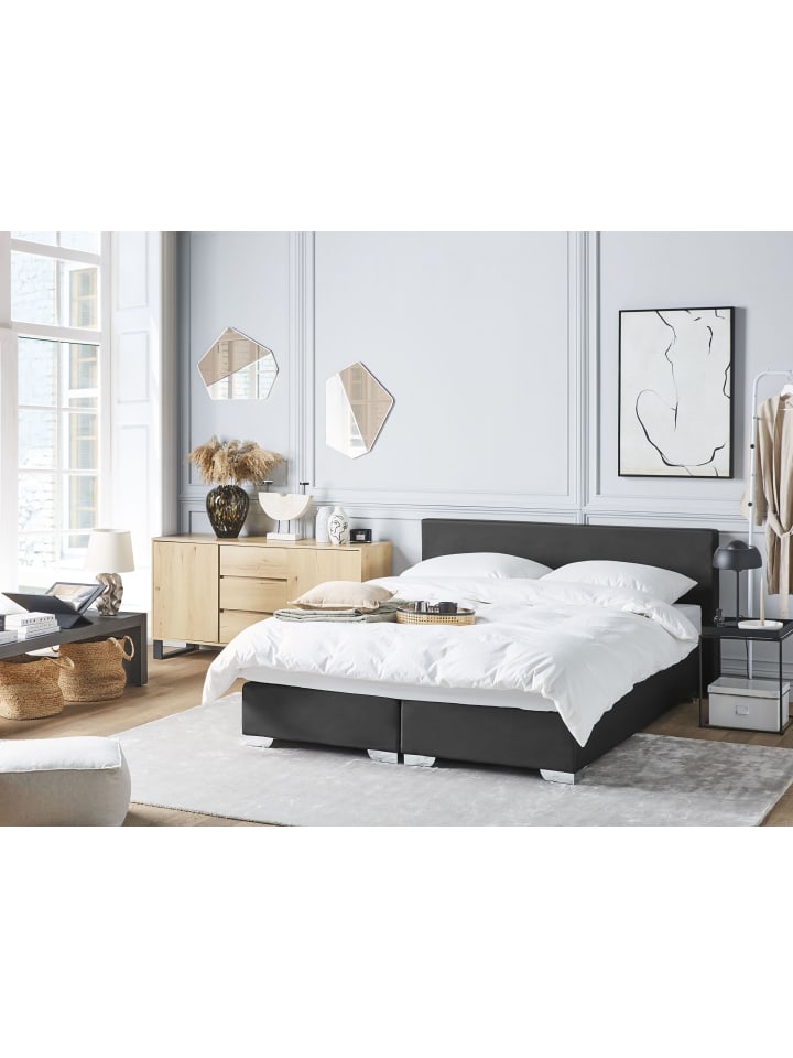 Beliani Doppelbett PRESIDENT in Schwarz/Silber - (W) 170 x (H) 90 x (L) 210 cm günstig kaufen onesize