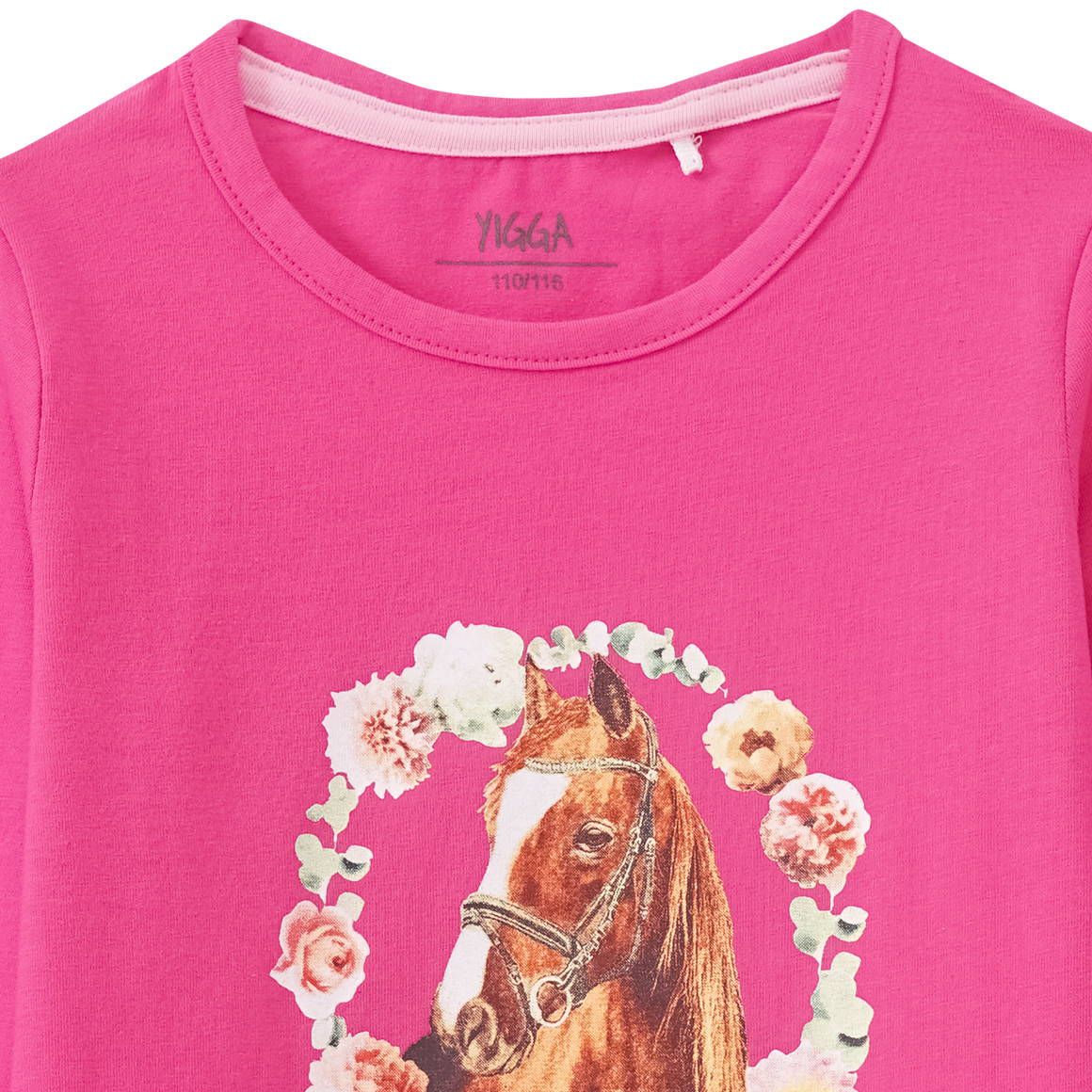 Mädchen Langarmshirt mit Pferde-Motiv