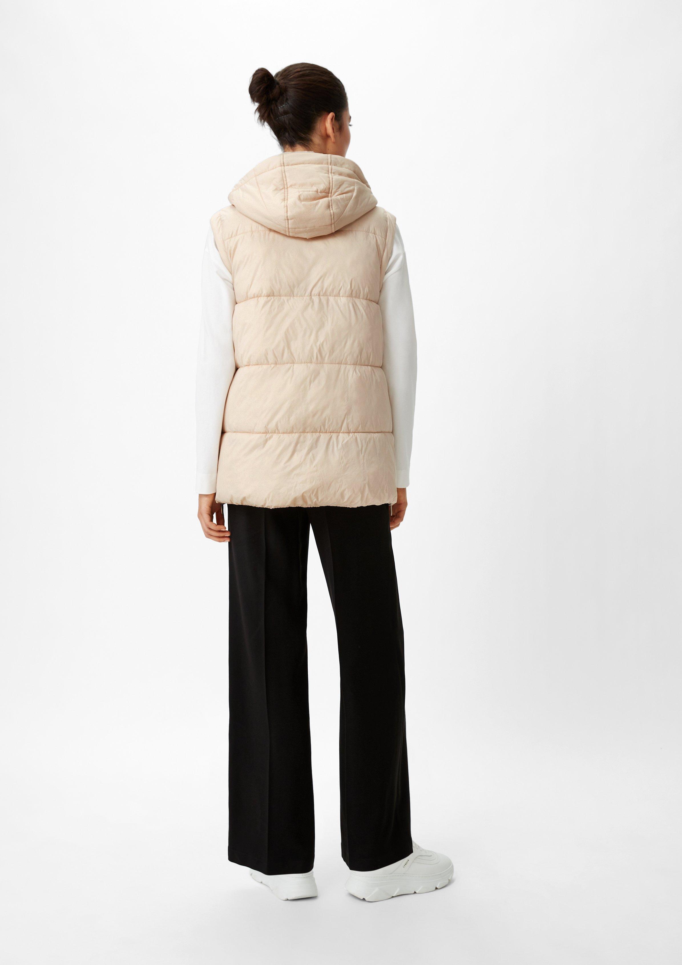 Steppweste mit abnehmbarer Kapuze - beige