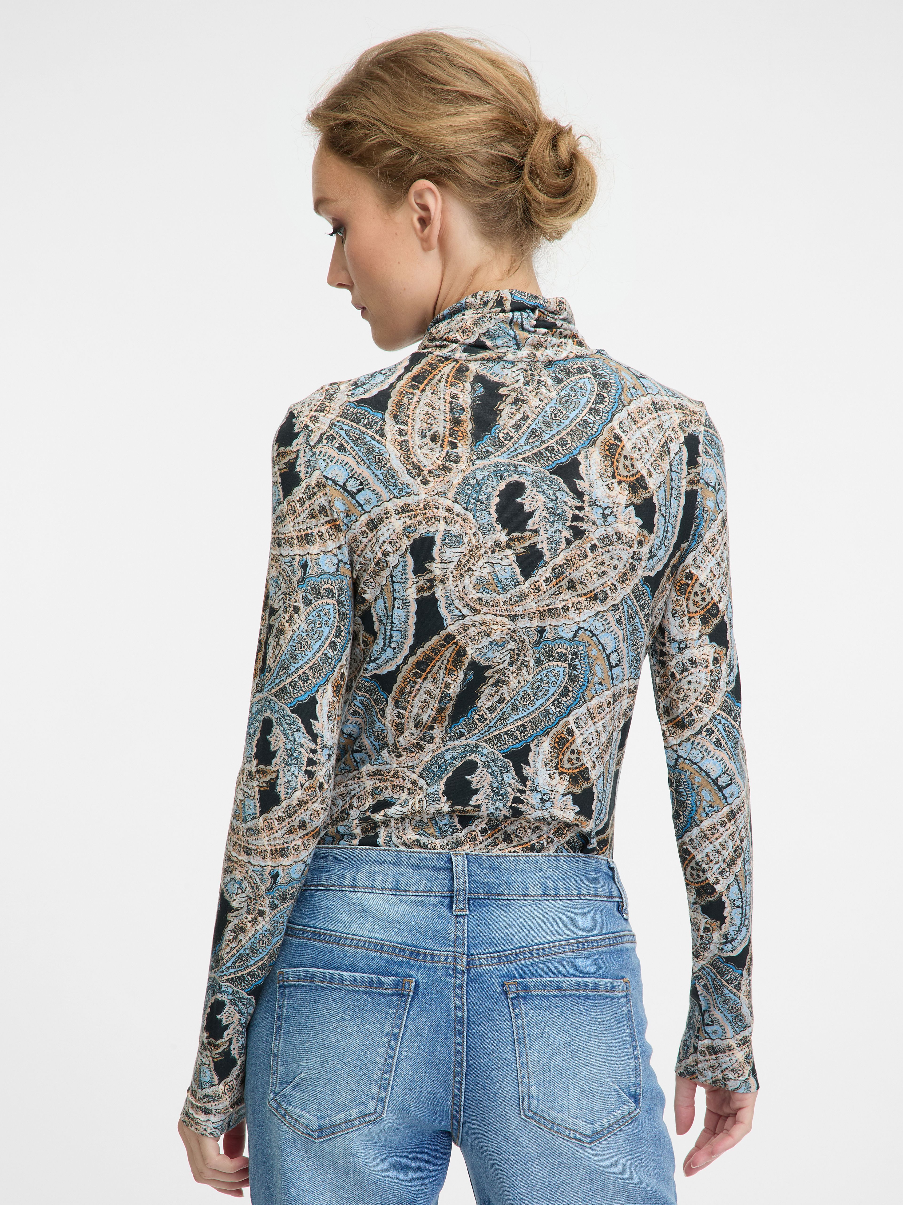 Blau gemusterter Damen-Rollkragenpullover ORSAY