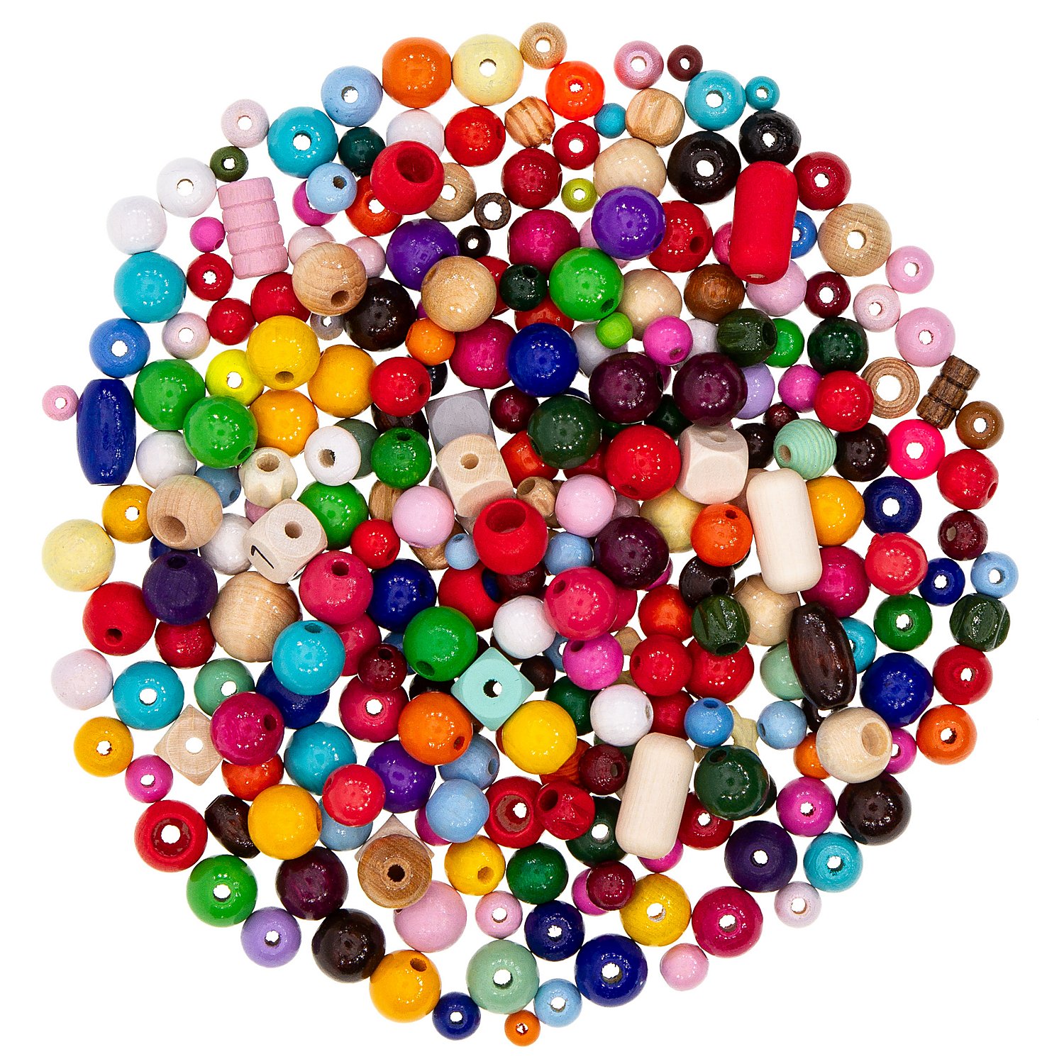 Holzperlen, bunt gemischt, 100 g