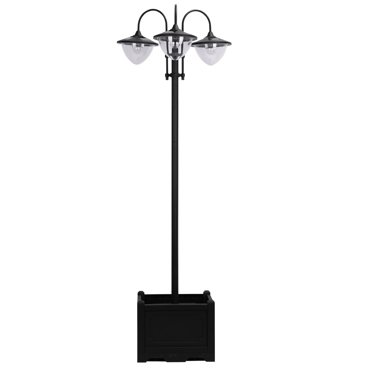 Outsunny Solarleuchte Gartenlicht 3-köpfige Lampe mit Blumentopf-Basis