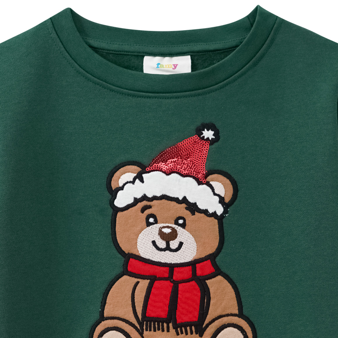 Mädchen Weihnachtssweatshirt mit Applikation dunkelgrün