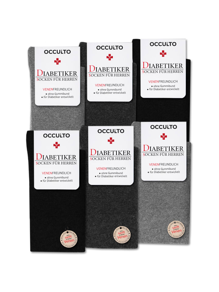 Occulto 6er Pack Diabetikersocken ohne Naht ohne Gummibund Oliver in Grau-Mix günstig kaufen