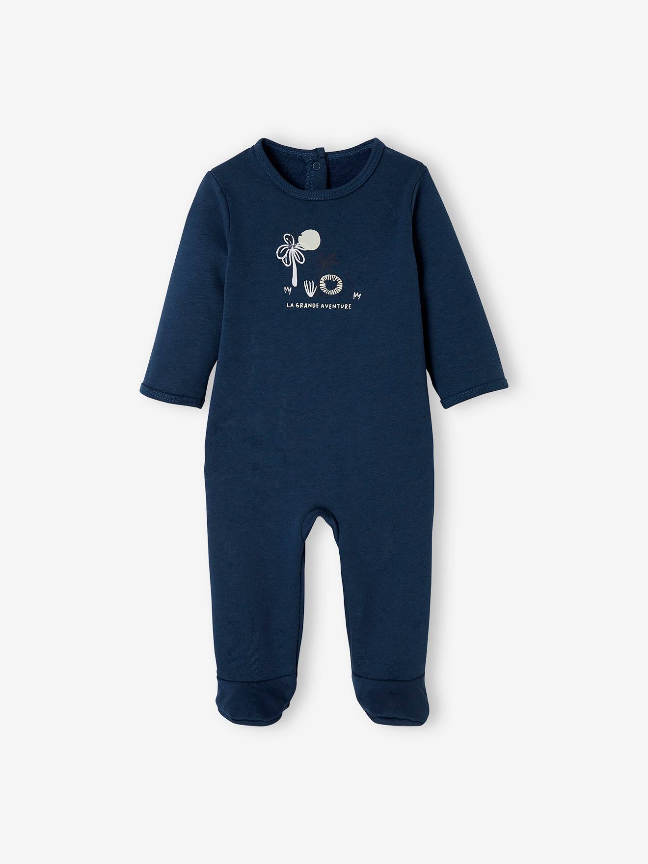 Lot de 2 pyjamas bébé en molleton ouverture zippée lot bleu jean