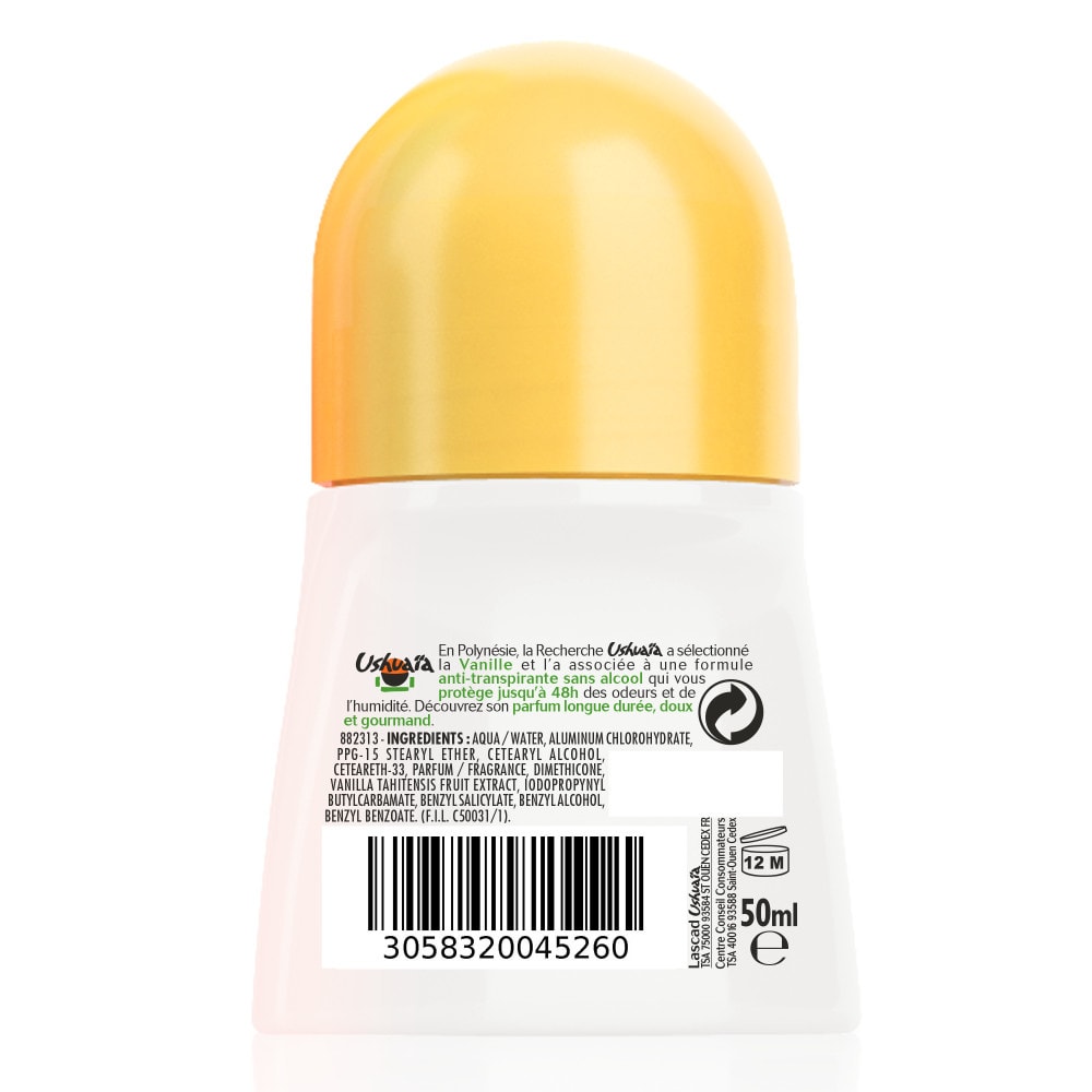 ushuaïa Vanille de Polynésie Déodorant Bille Anti-Transpirant  48h