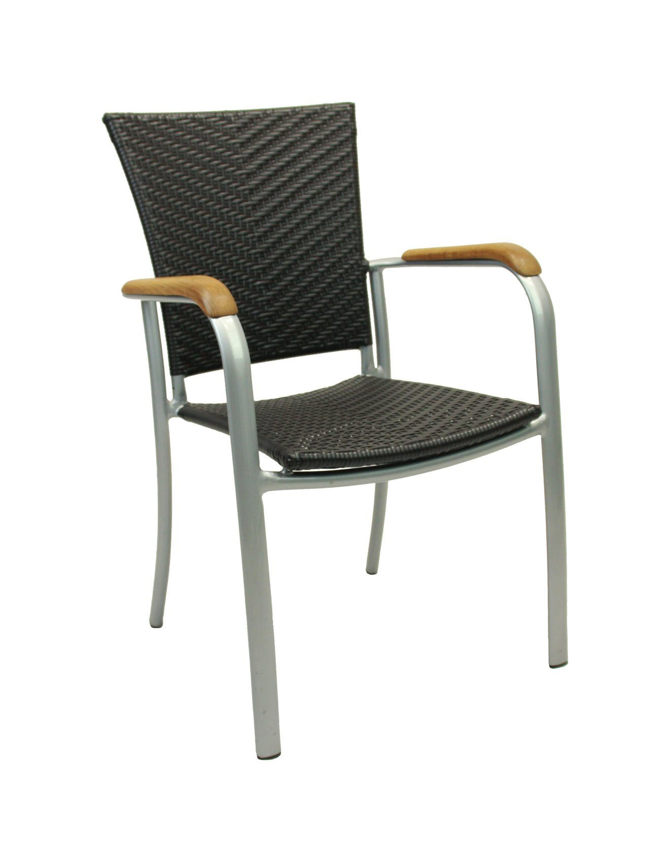 Konway Stapelstuhl ARUBA (4 St), 4x KONWAY® ARUBA Stapelsessel Schwarz Premium Polyrattan Sessel