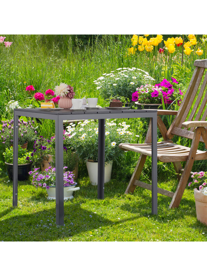 relaxdays Gartentisch in Grau - (B)78 x (H)74 x (T)78 cm günstig kaufen onesize