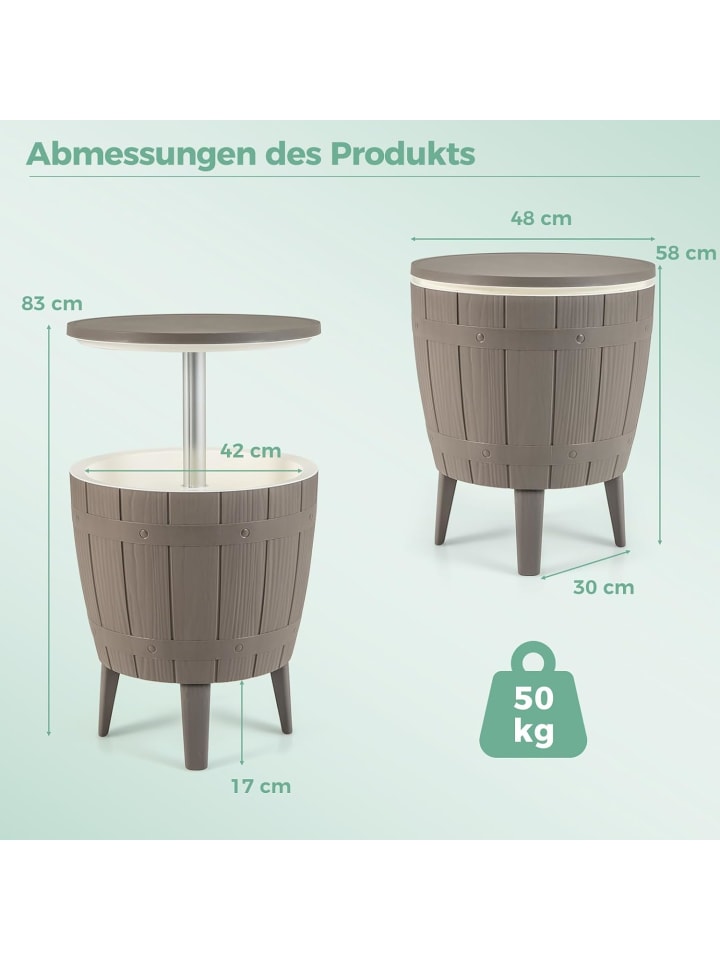 COSTWAY 3 in 1 Beistelltisch Cool Bar 37L in Braun günstig kaufen onesize