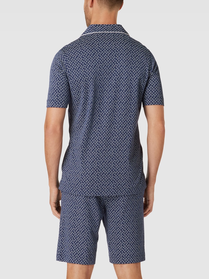 Pyjama mit Allover-Muster Modell 'PIPING' in dunkelblau