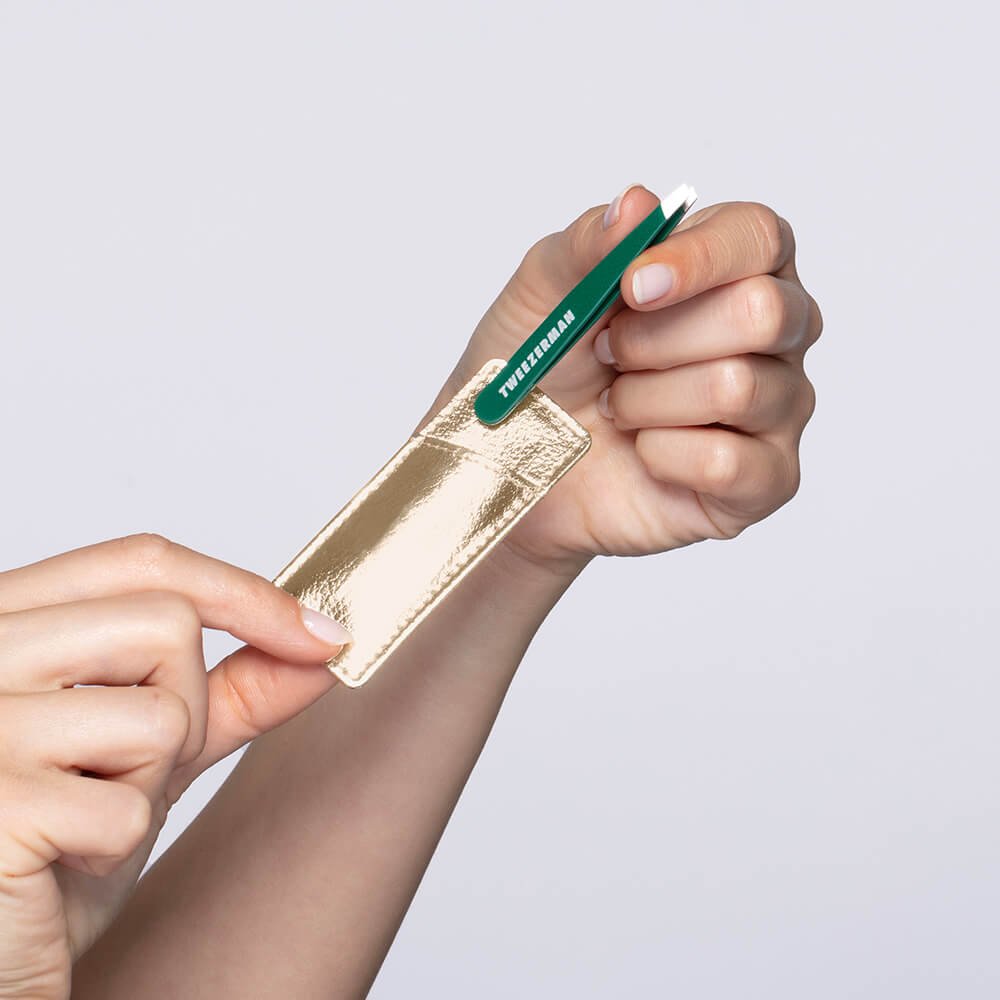 Tweezerman Brow Tools Emerald Shimmer Mini Slant Tweezer & Case