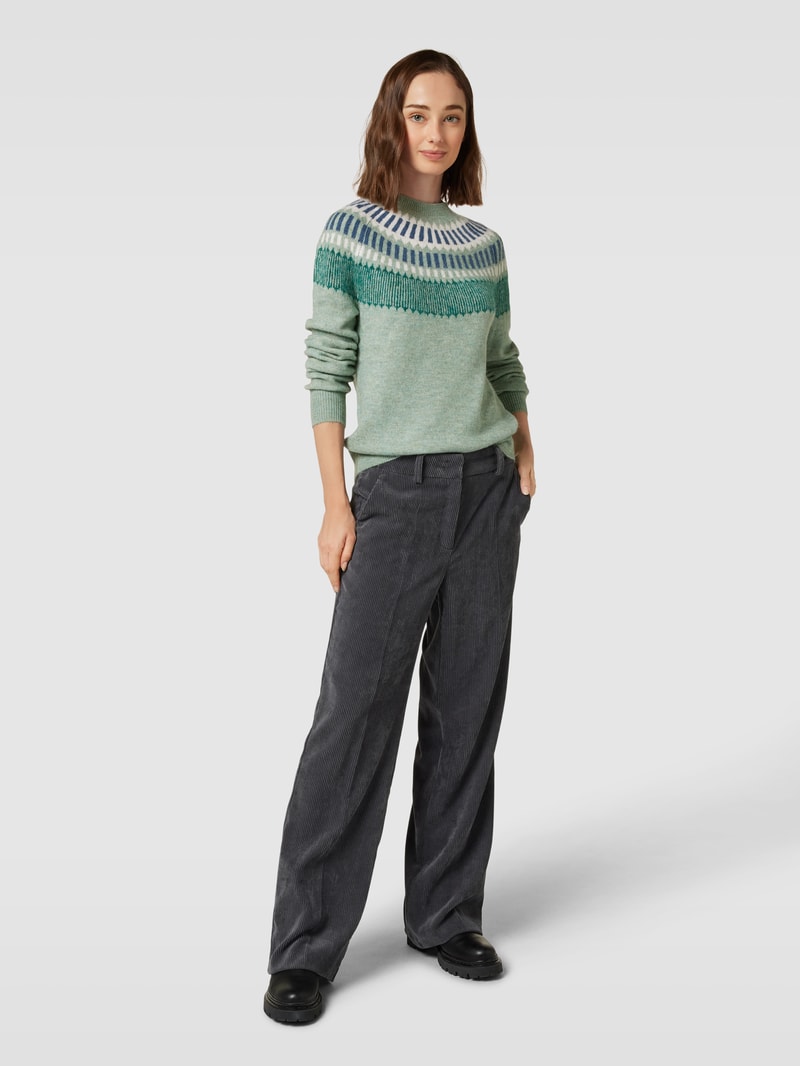 Strickpullover mit Rundhalsausschnitt in metallic türkis