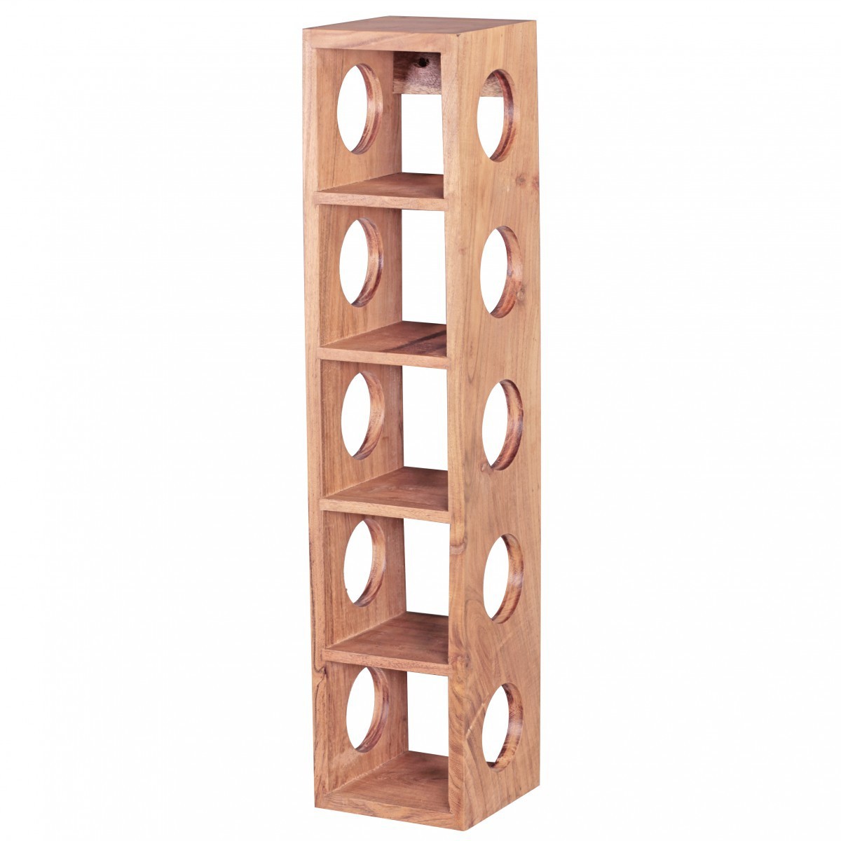 Wohnling Weinregal Massiv-Holz Akazie Flaschen-Regal Wandmontage für 5 Flaschen Holzregal modern mit Ablage 70 cm