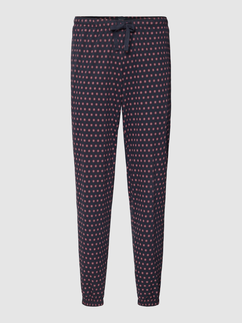 Pyjama-Hose mit floralem Muster Modell 'Mix + Relax Hose lang' in dunkelblau