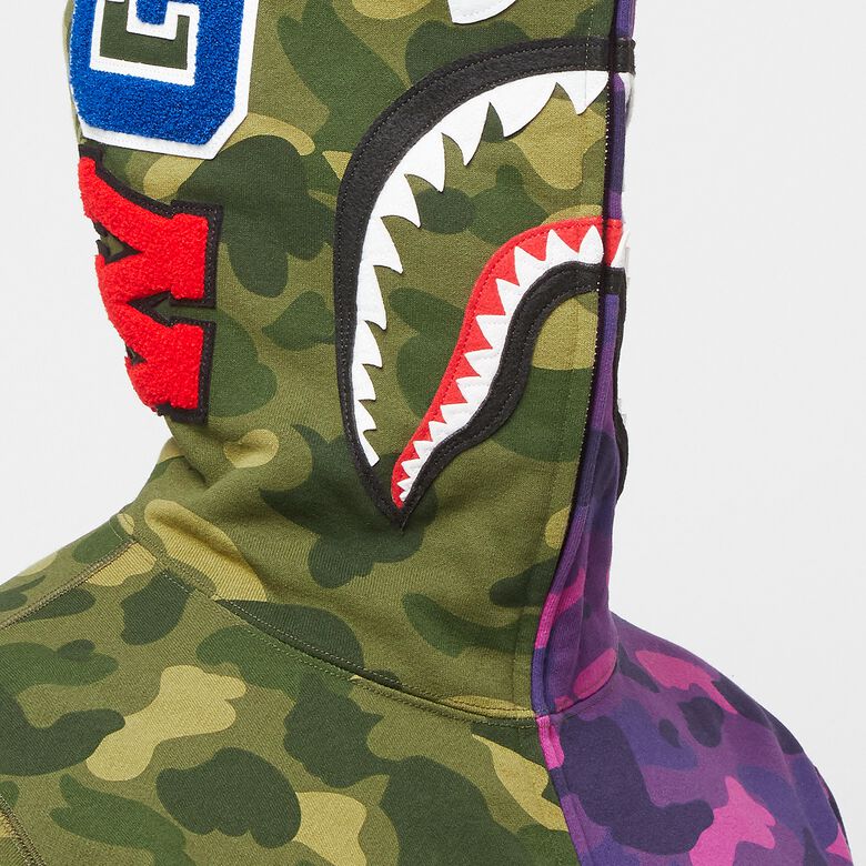 A Bathing Ape Color Camo Seperate Shark Full Zip Hoodie green x yellow