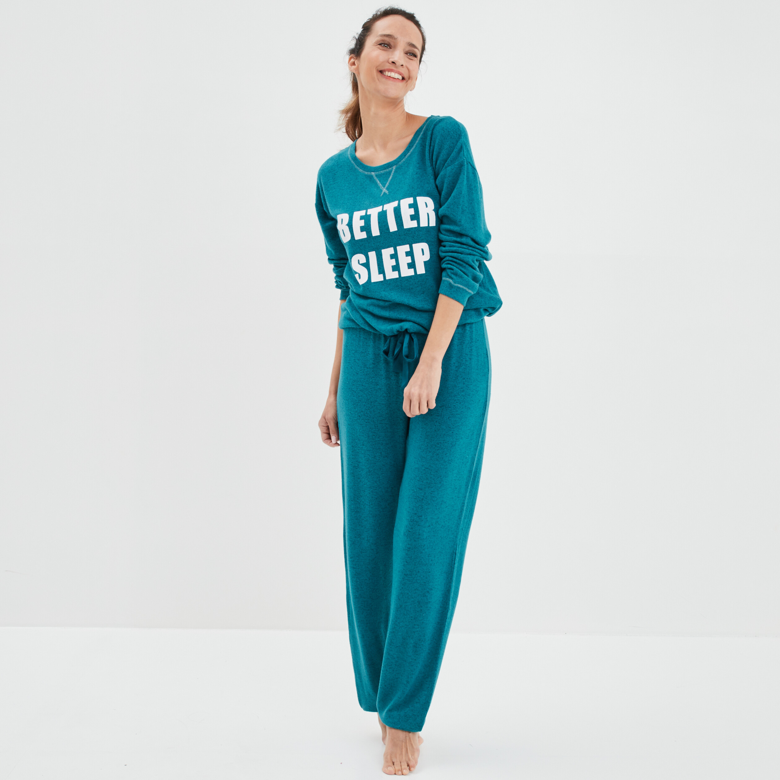 Ensemble pyjama 2 pièces bleu canard femme | La Halle