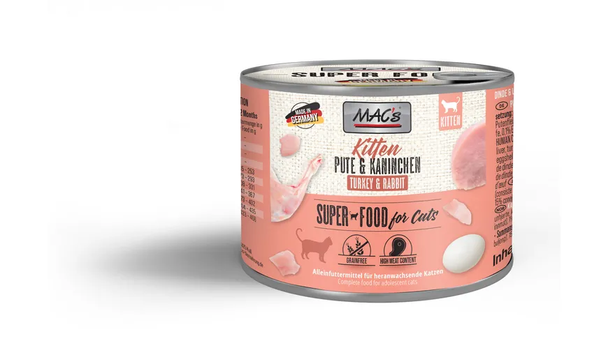 MAC´s CAT Katzennassfutter Kitten Pute & Kaninchen 200 g