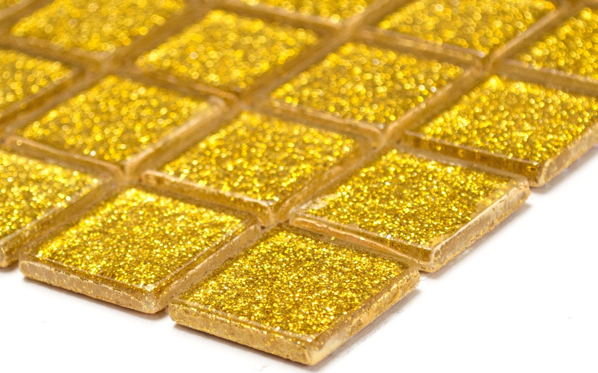 Mosani Mosaikfliesen Glasmosaik Crystal Mosaikfliesen gold glänzend / 10 Matten