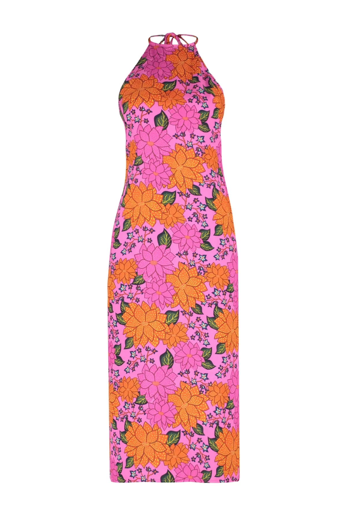 Trendyol Collection  Rückenfreies Midi-Strandkleid aus Webstoff mit Blumenmuster TBESS23EL00062