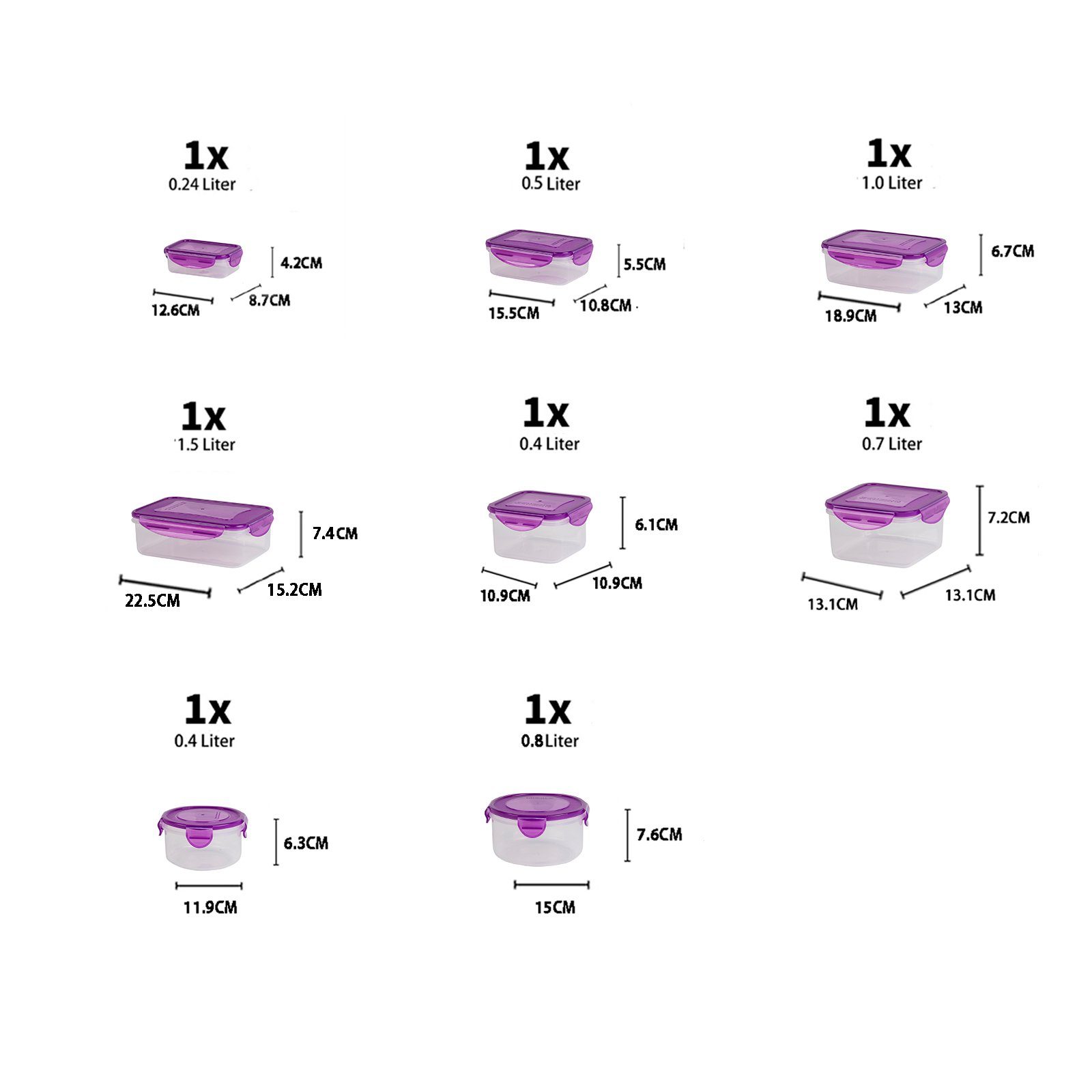 Plentyfy Frischhaltedose Frischesystem 16, Kunststoff, (Set, 16-tlg), Frischhaltedose mit Deckel - Vorratsdosen Set