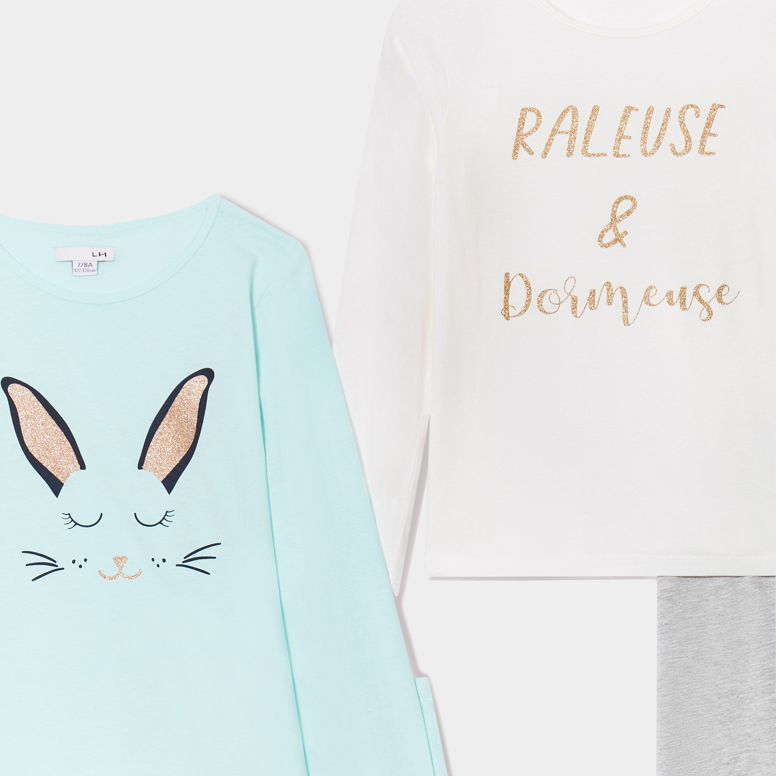 Lot 2 ensembles pyjama pantalon bleu turquoise fille | La Halle