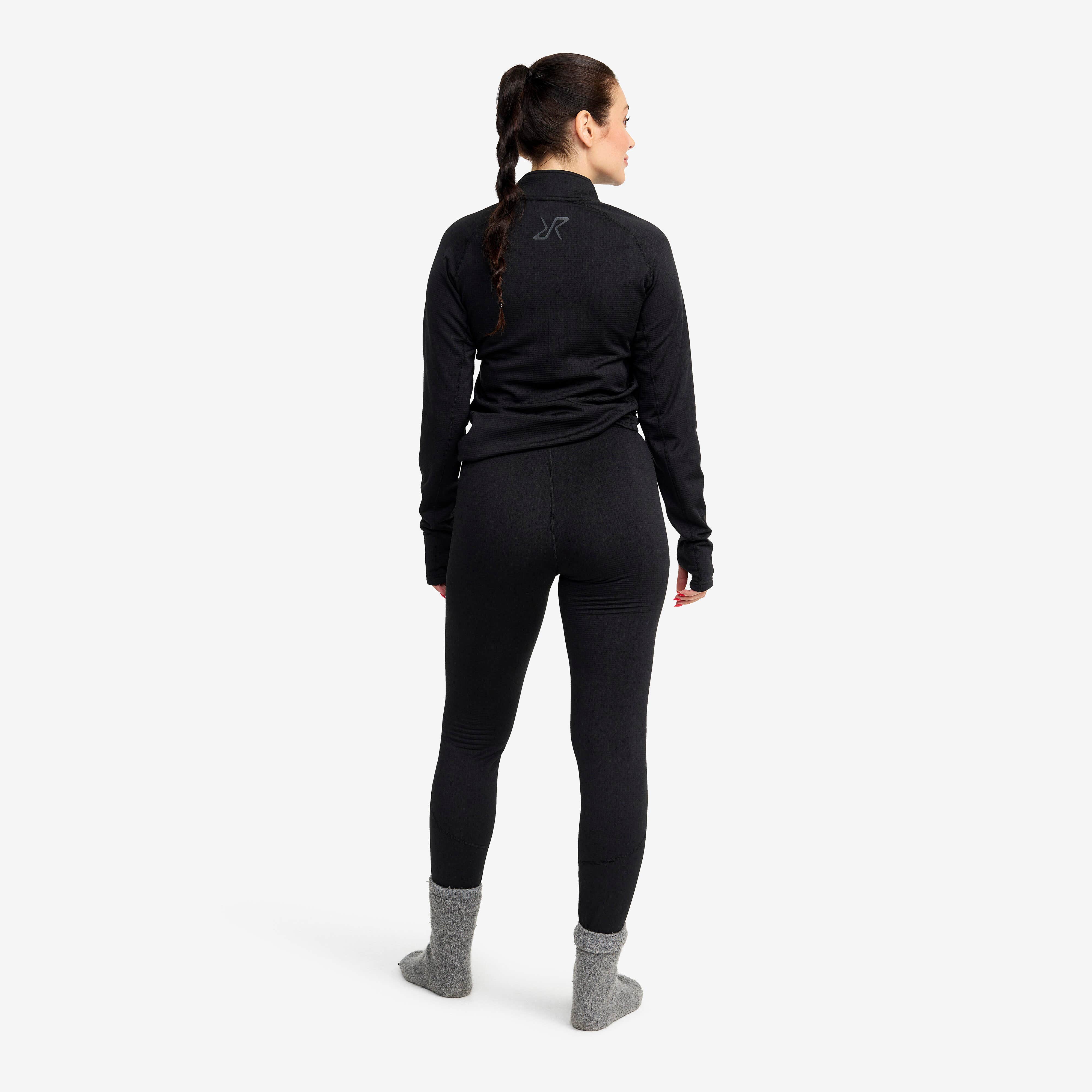 Waffle 1/2 Zip Baselayer Top Femme Black