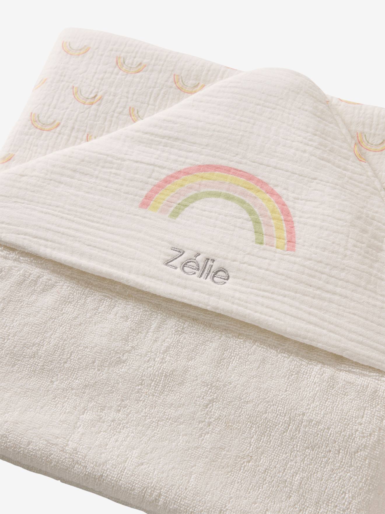 Cape de bain Rainbow personnalisable blanc imprimé