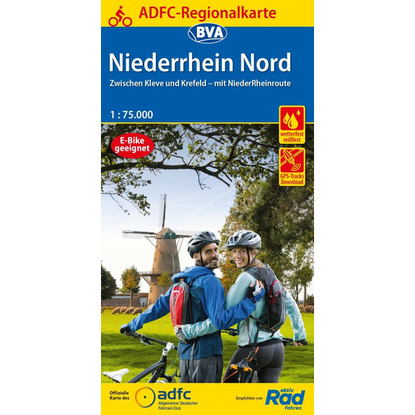 ADFC-REGIONALKARTE NIEDERRHEIN NORD MIT TAGESTOUREN - Fahrradkarte