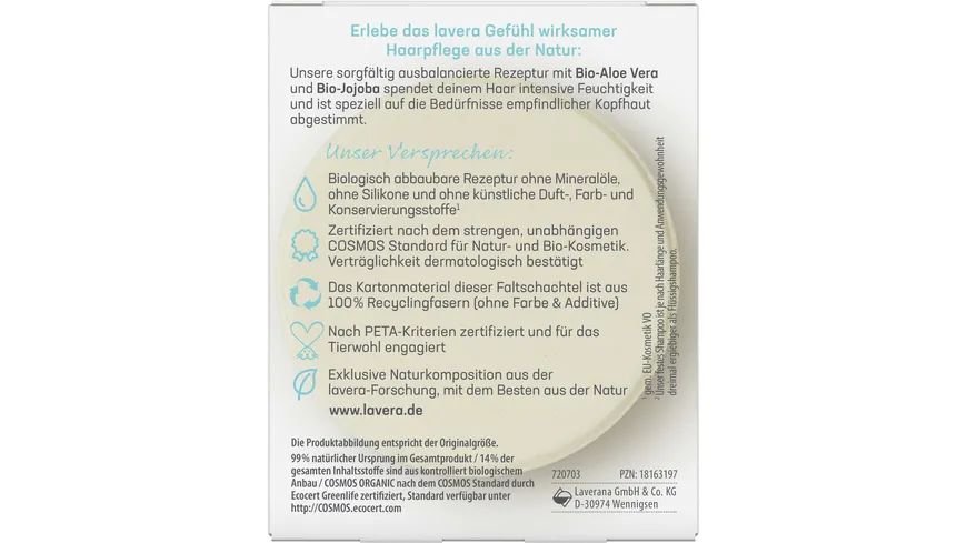 lavera Feuchtigkeit & Pflege Festes Pflegeshampoo 50 g