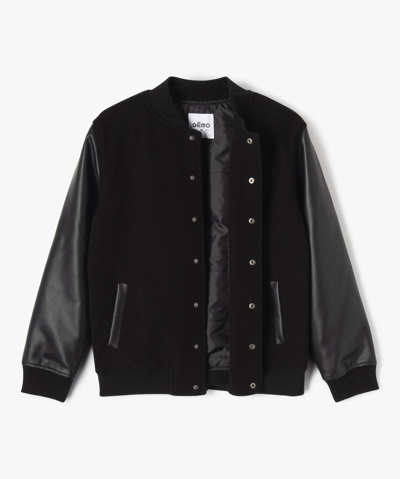 Blouson bimatières avec finitions bord-cte Garçon noir | GEMO