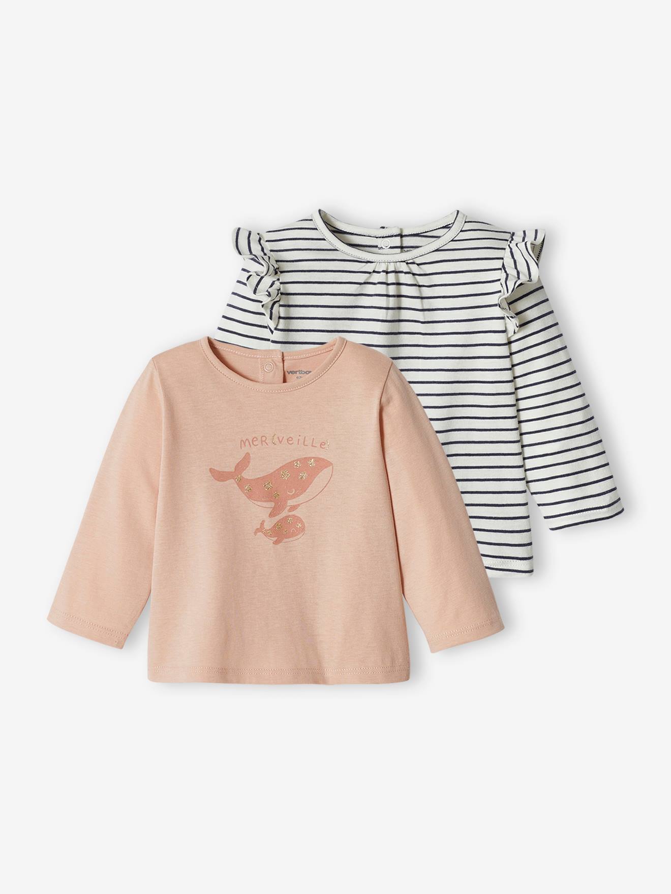 Lot de 2 T-shirts basics bébé manches longues jaune pâle