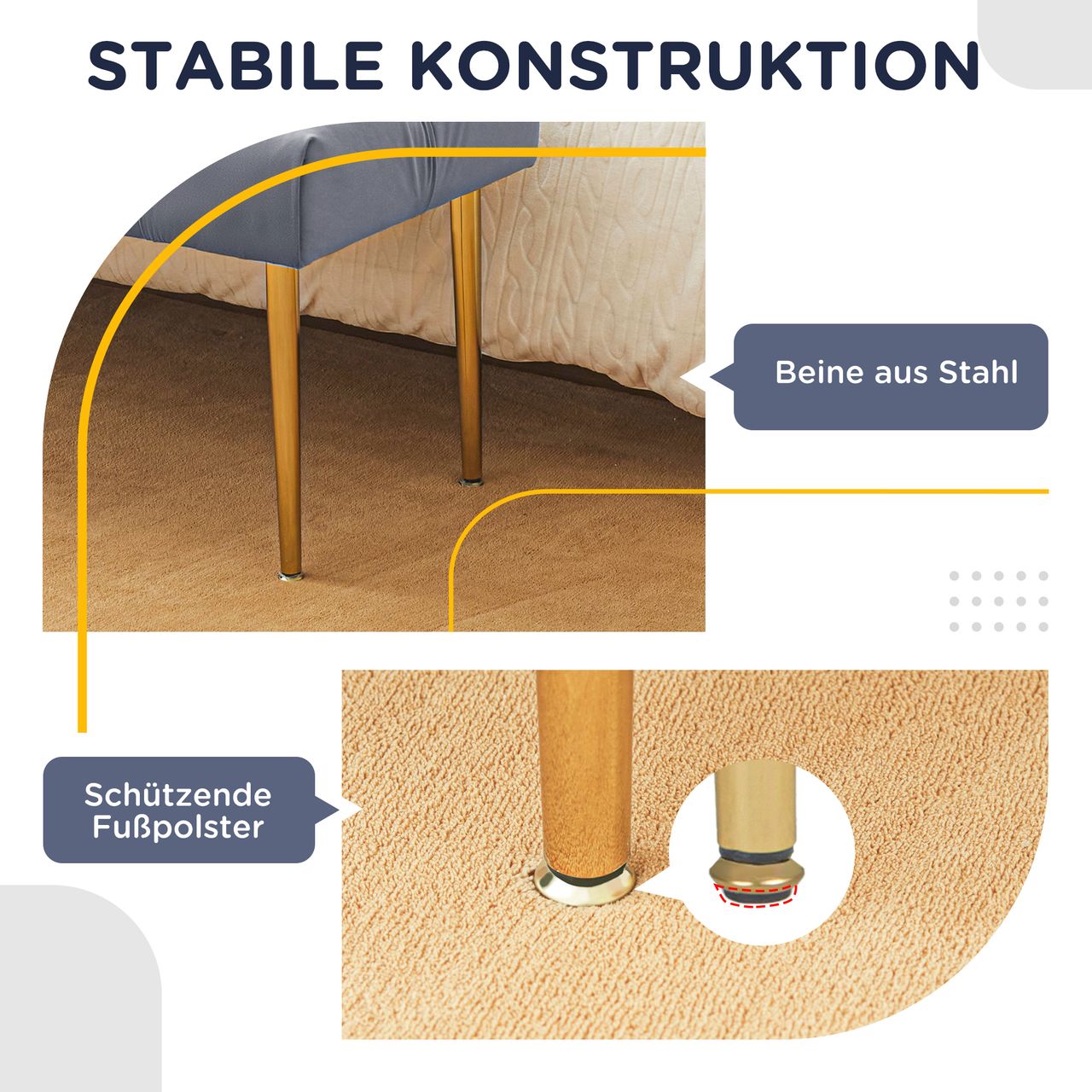 HOMCOM Sitzbank Bettbank Polsterbank in Samtoptik Schminkbank für Wohnzimmer