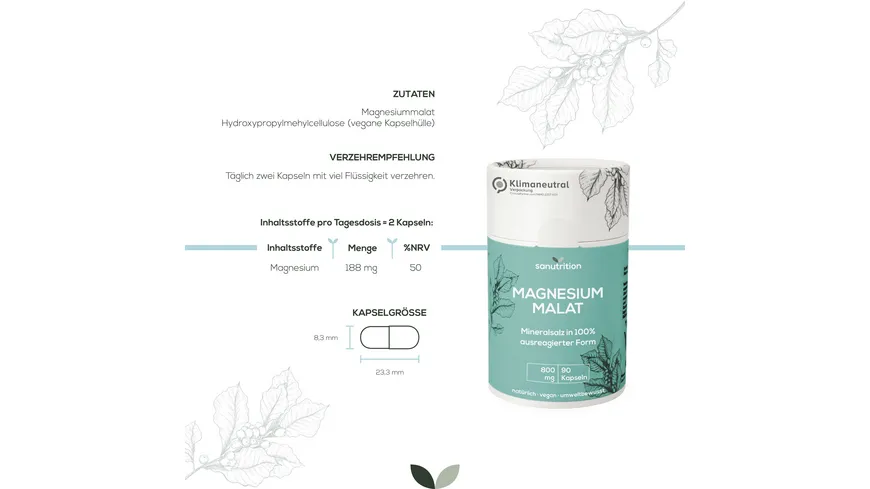 sanutrition Kapseln Magnesium Malat Mineralsalz