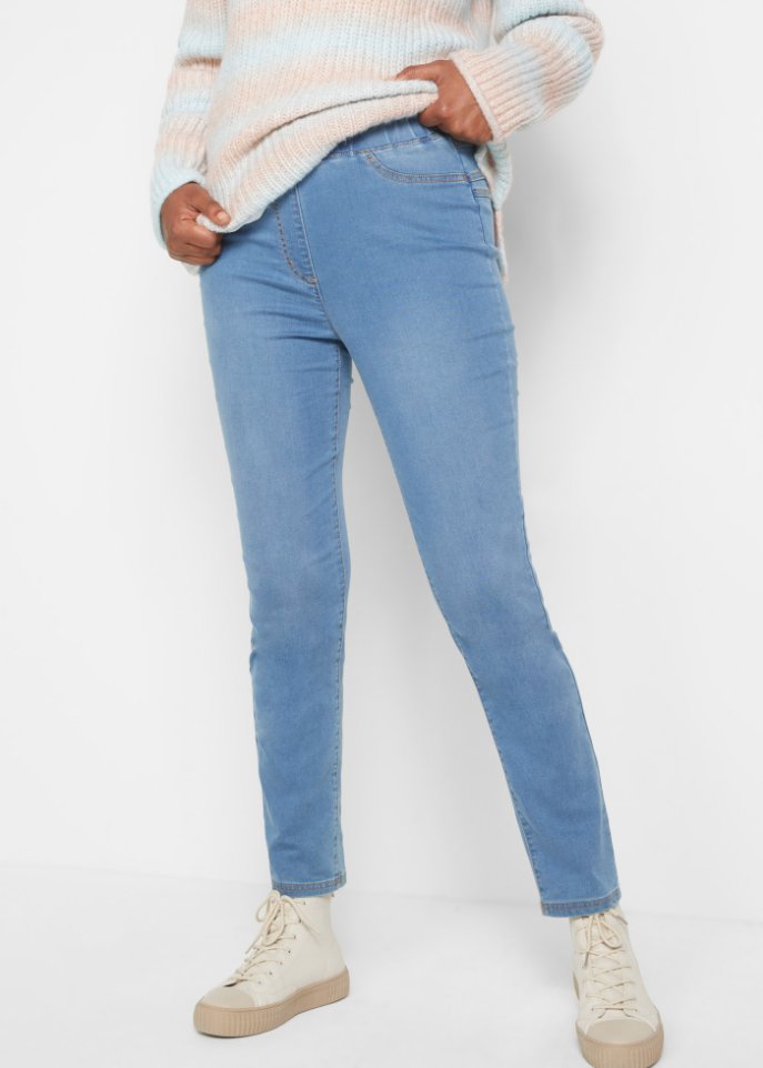 High Waist Jeggings aus leichter, elastischer Thermoqualität mit Bequembund