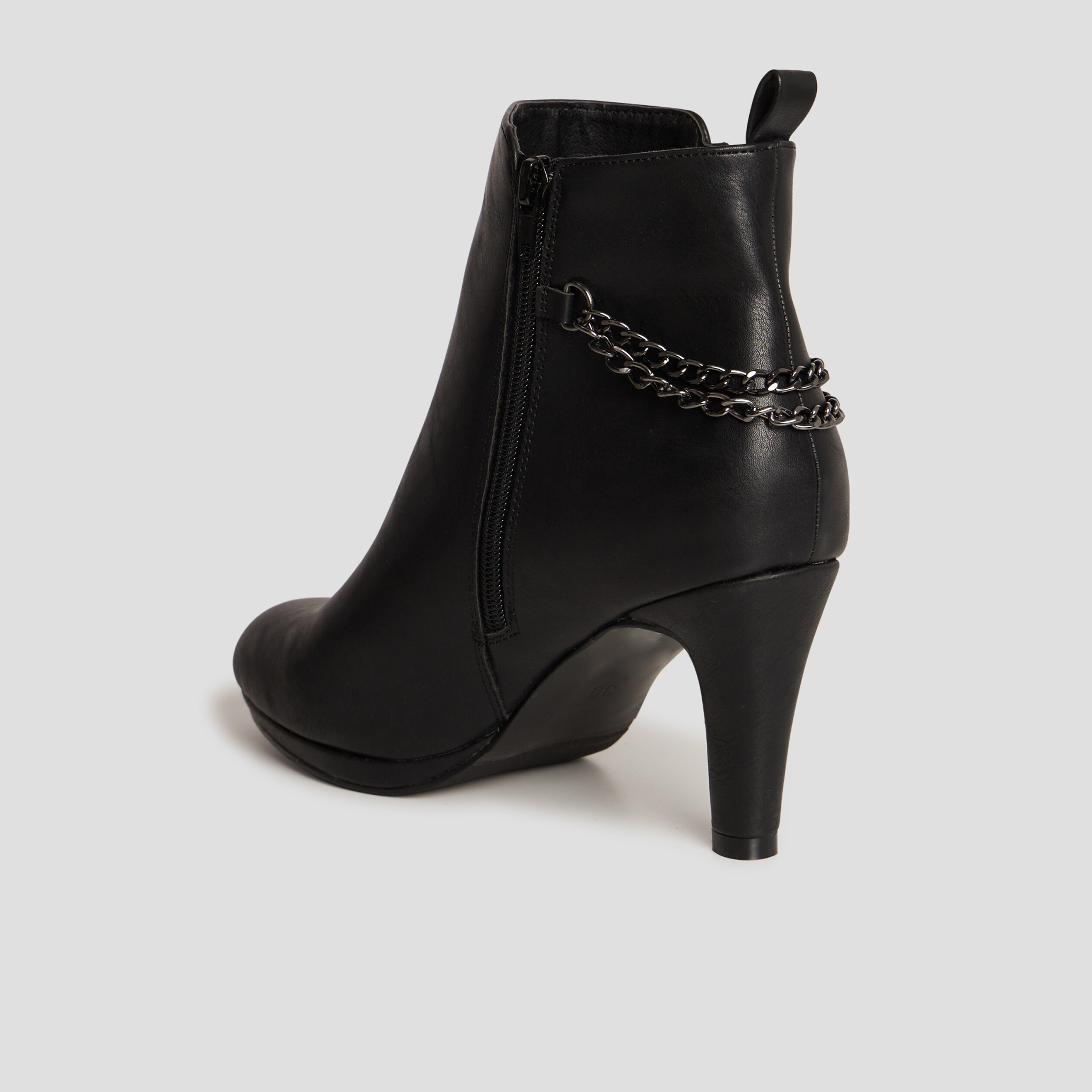 Bottines détails chaînes à talons noir femme | La Halle