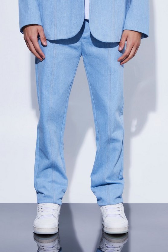 Denim-Anzughose mit geradem Bein