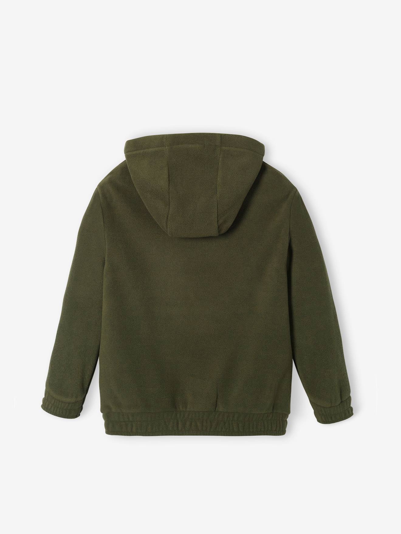 Sweat à capuche en maille polaire garçon kaki