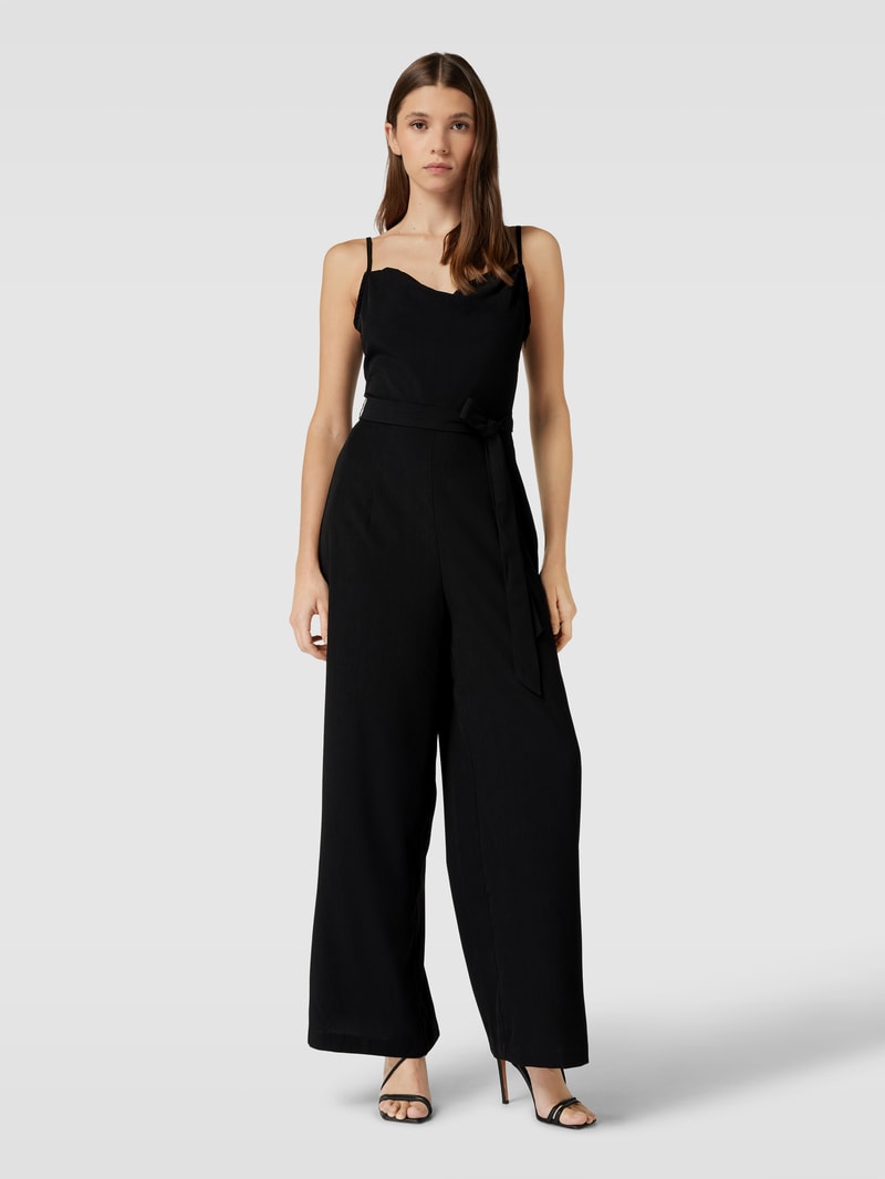 Jumpsuit mit verstellbaren Spaghettiträgern Modell 'WATERY' in schwarz