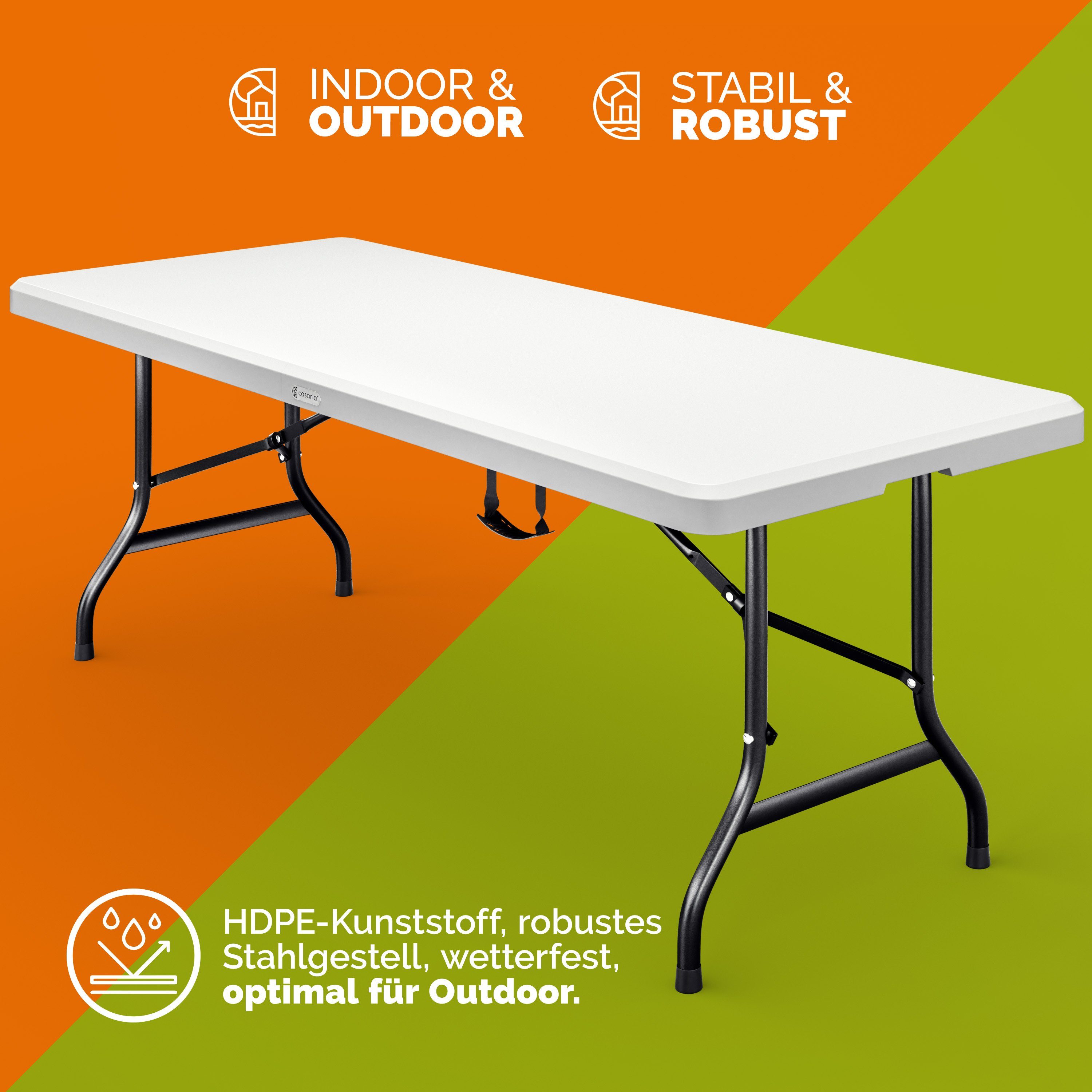 Casaria Klapptisch (2-St), 2x 183x76cm Klappbar Wetterfest Tragbar Garten Camping Balkon Tisch