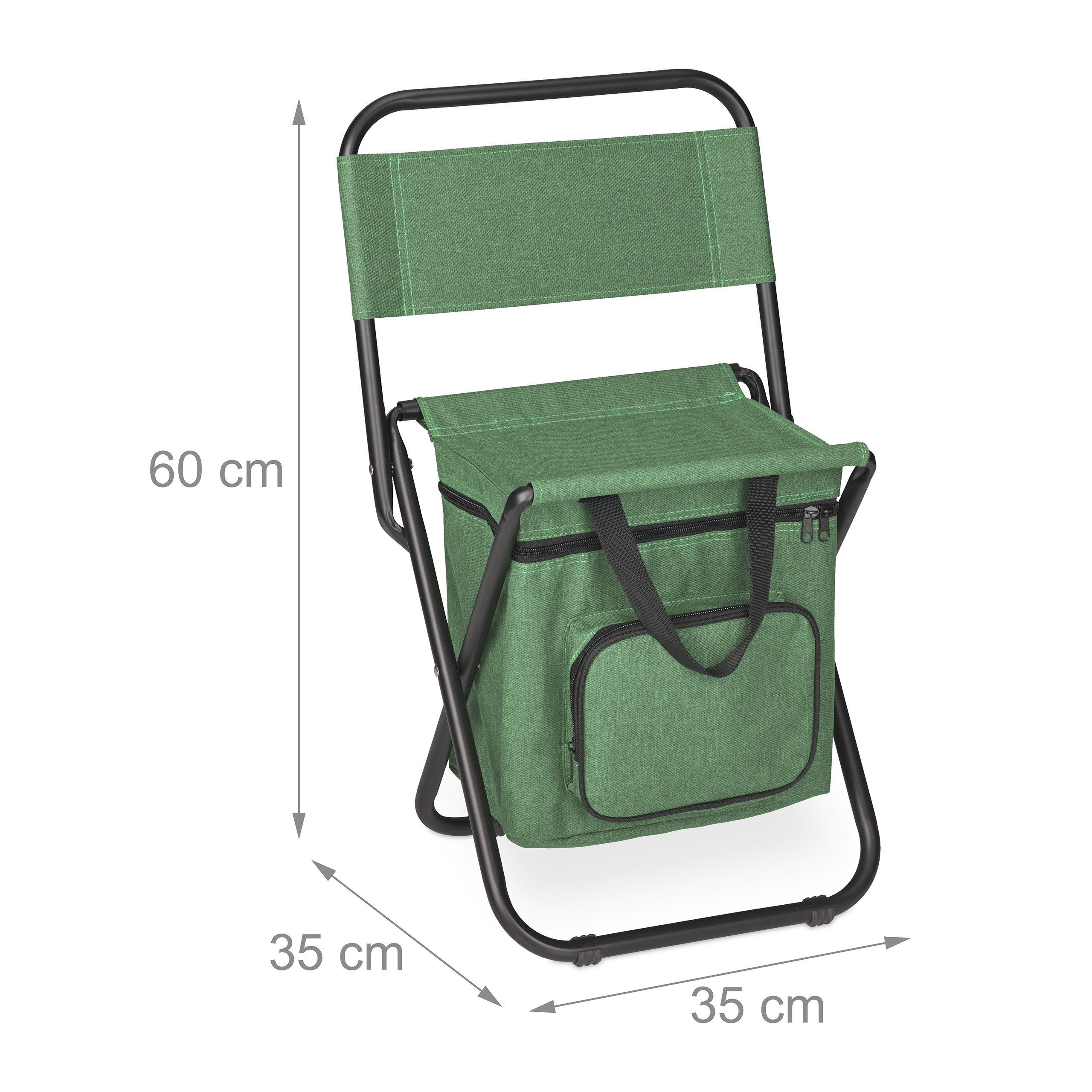 relaxdays Campinghocker Grüner Campinghocker mit Lehne