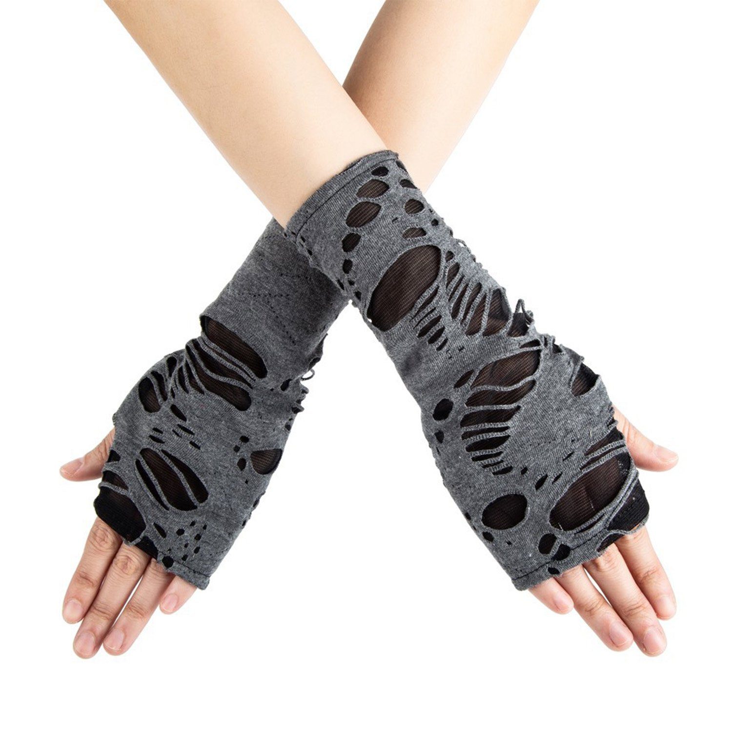 MAGICSHE Armstulpen Fingerlose Langarm Gestrickte Warme Armstulpen Gotische Accessoires