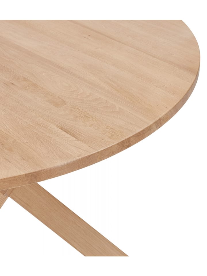 KADIMA DESIGN Runder Esstisch aus Massiveiche mit X-Fuß | Natur Beige in Beige günstig kaufen onesize