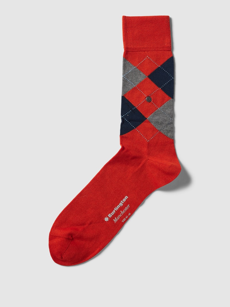 Socken mit Label-Print Modell 'MANCHESTER' in rostrot