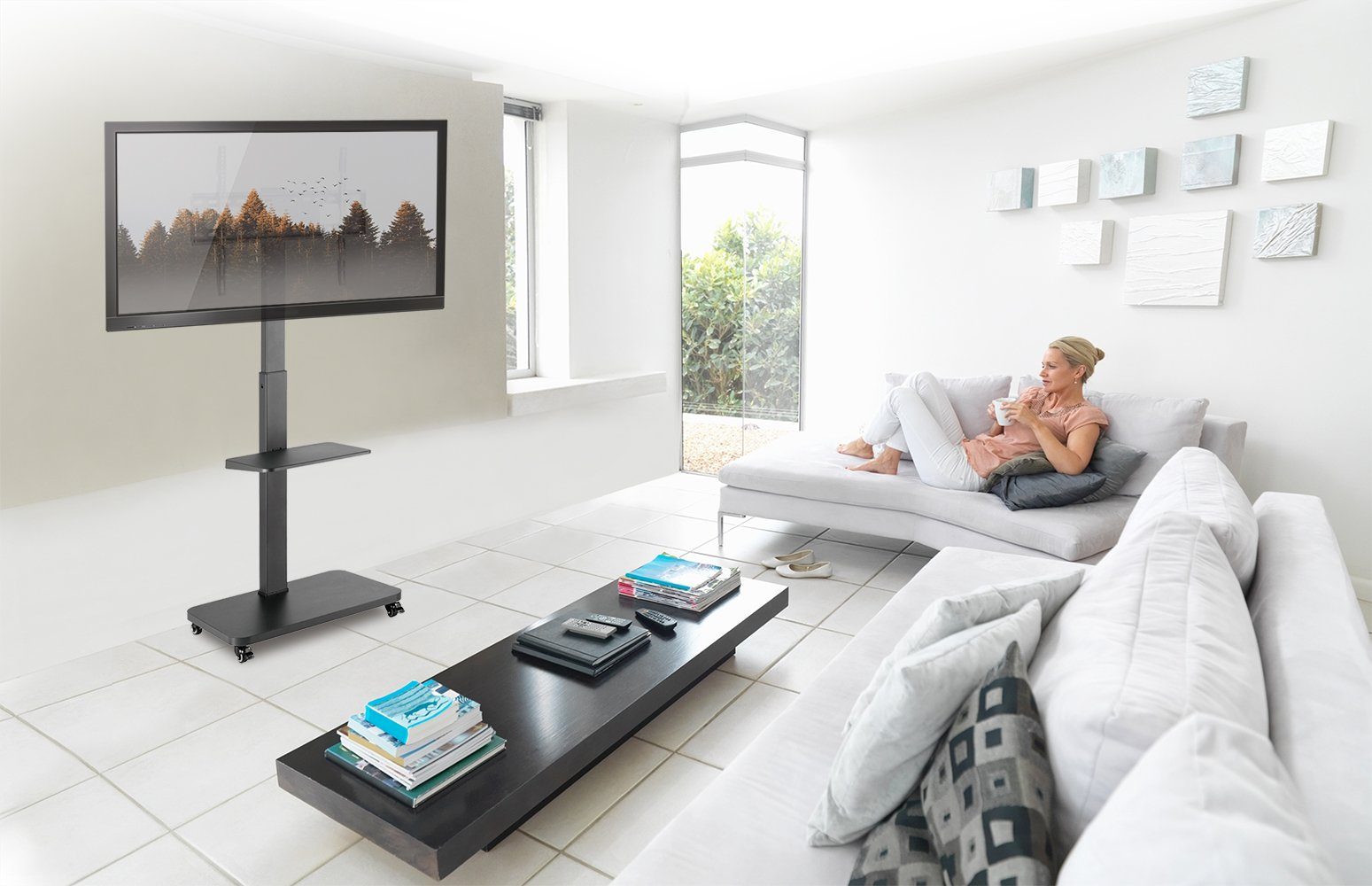 my wall HP108L TV-Standfuß, (bis 75 Zoll, Packung, 1-teilig, Standfuß für Flachbildschirme)